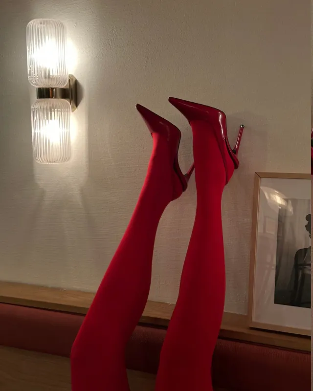 REYES HEEL AND TIGHTS RED BUNDLE sold by Steve Madden