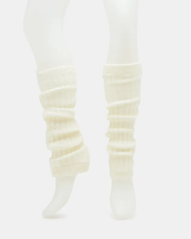 RIBBED LEG WARMERS WHITE sold by Steve Madden
