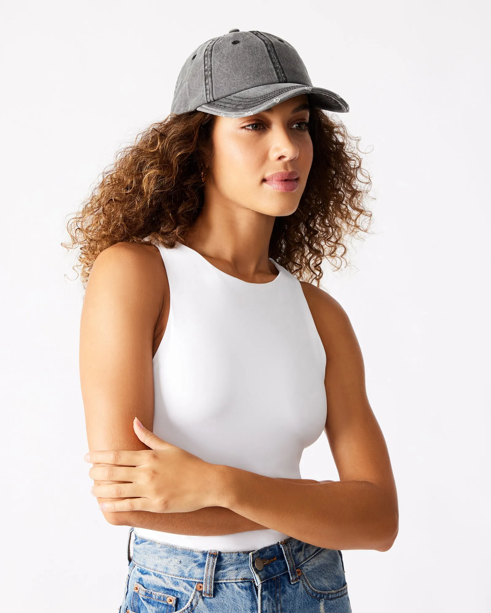 DISTRESSED BASEBALL CAP BLACK sold by Steve Madden product image thumbnail 2