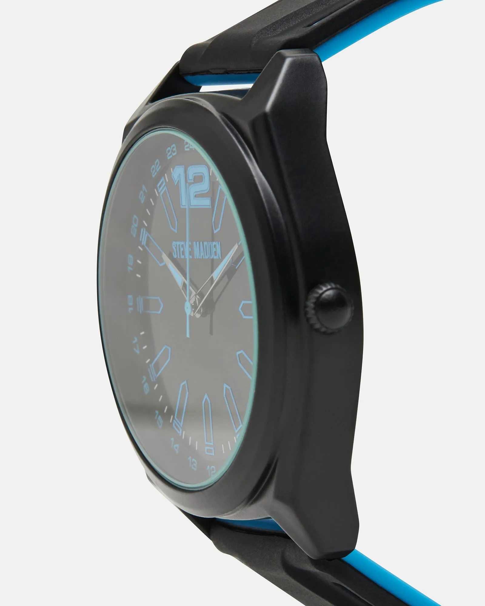 MEN'S SILICONE WATCH BLACK/BLUE sold by Steve Madden product image thumbnail 2