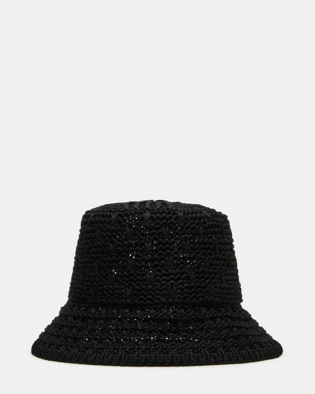 BREEZY STRAW HAT BLACK made by Steve Madden