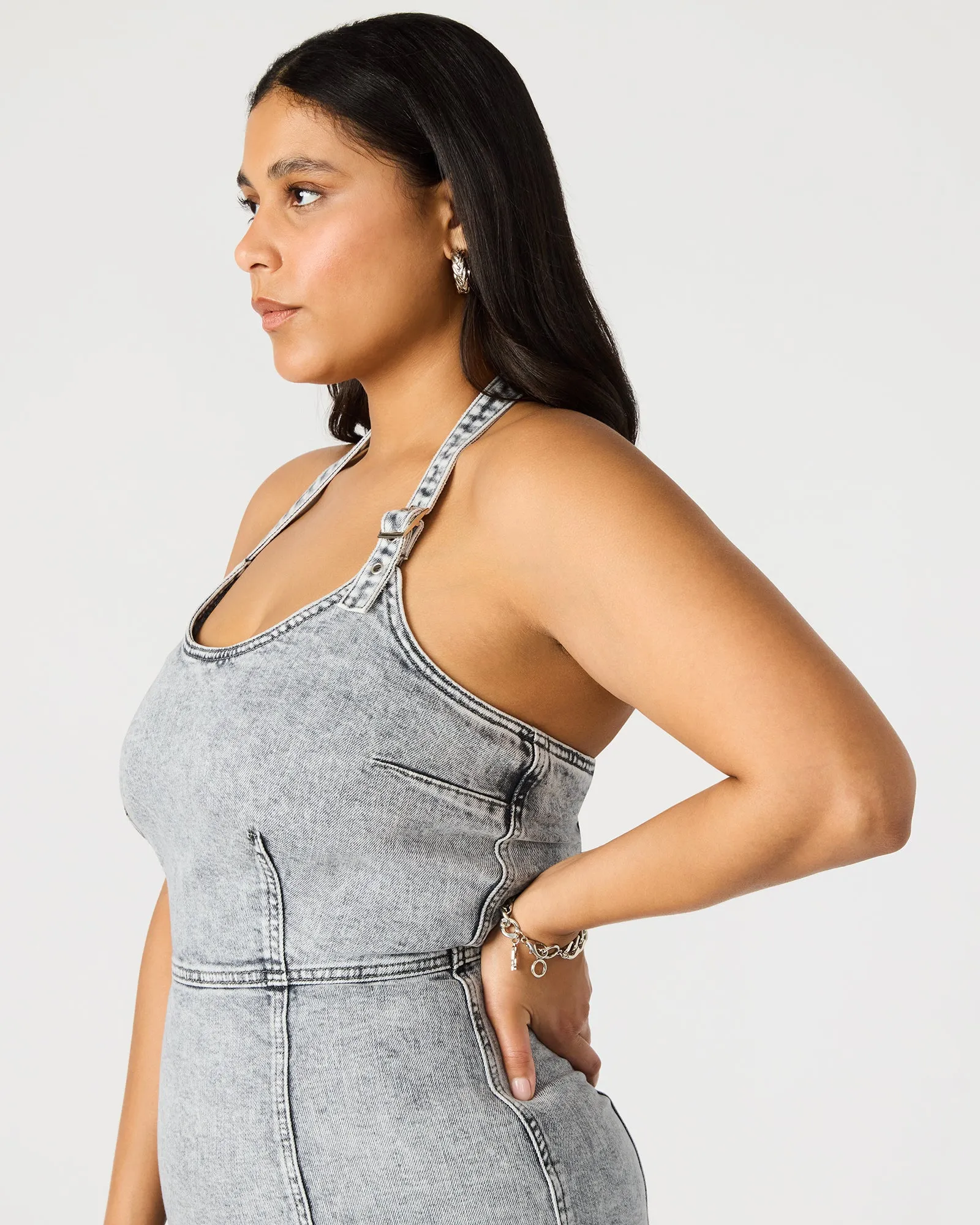 GIA DENIM DRESS LIGHT GREY sold by Steve Madden product image thumbnail 5