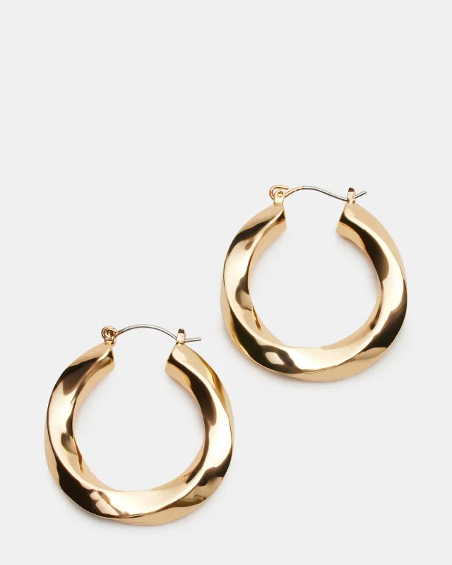 MEDIUM TWISTED HOOPS GOLD sold by Steve Madden