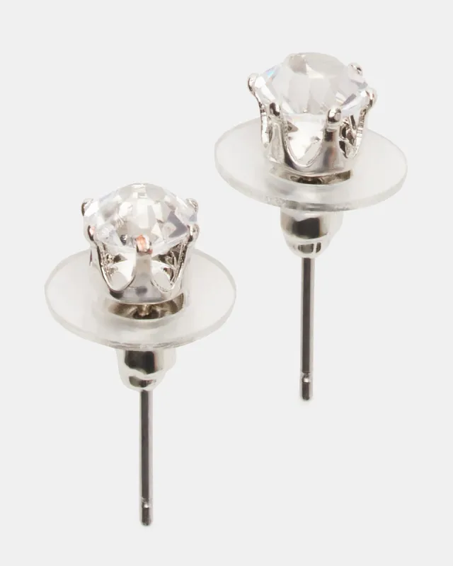 CRYSTAL STUD EARRINGS SILVER sold by Steve Madden
