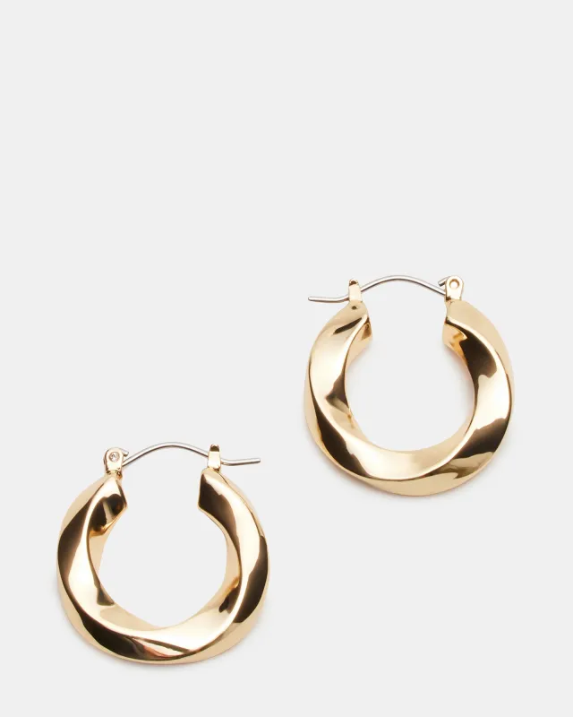 SMALL TWISTED HOOPS GOLD sold by Steve Madden