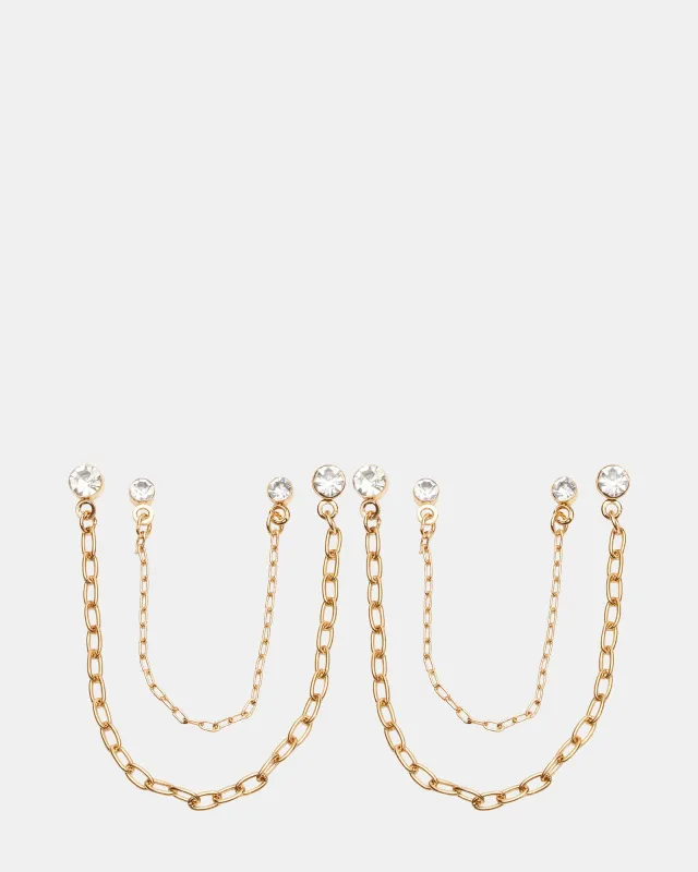 CRYSTAL CHAIN EARRINGS SET GOLD sold by Steve Madden