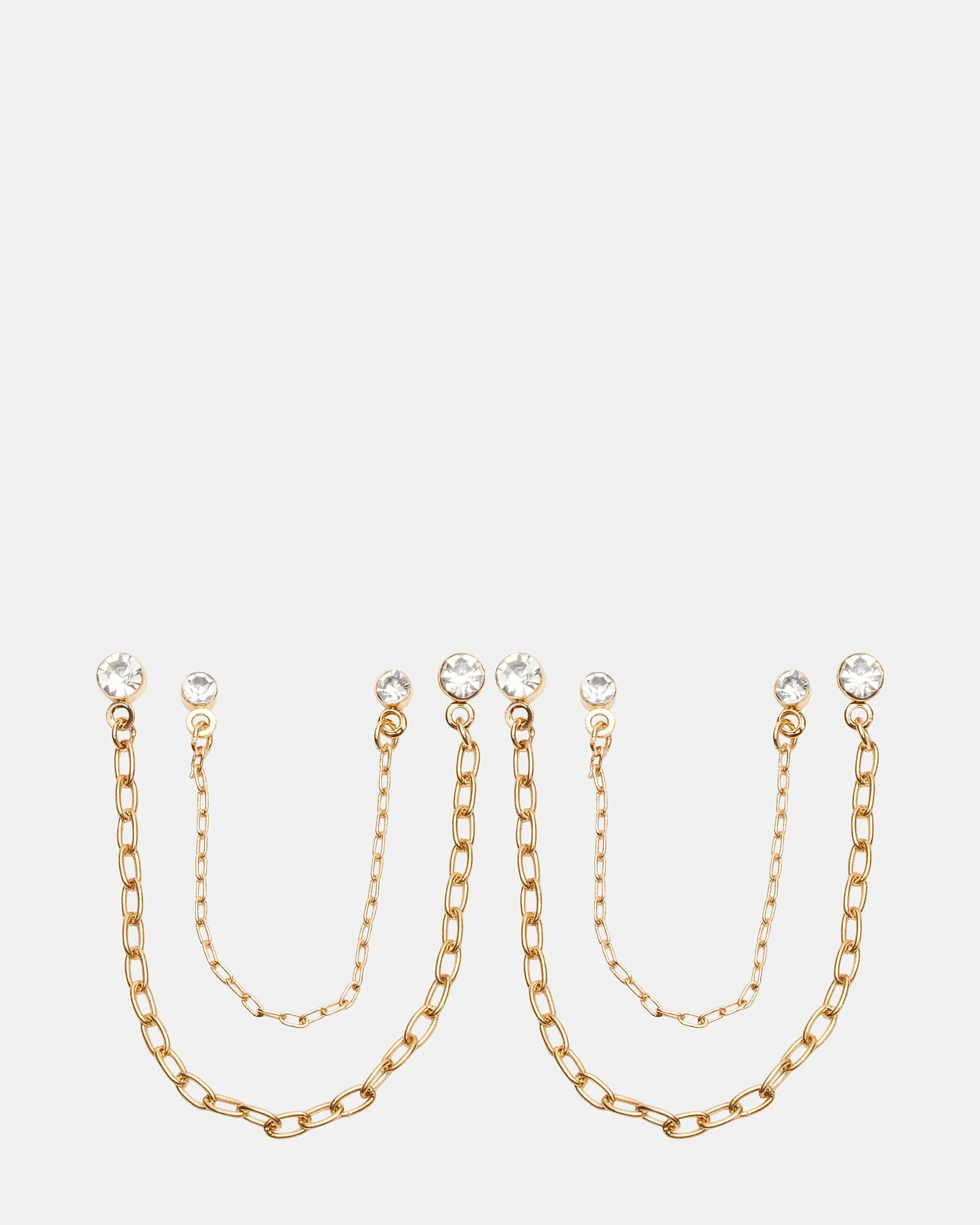 CRYSTAL CHAIN EARRINGS SET GOLD sold by Steve Madden
