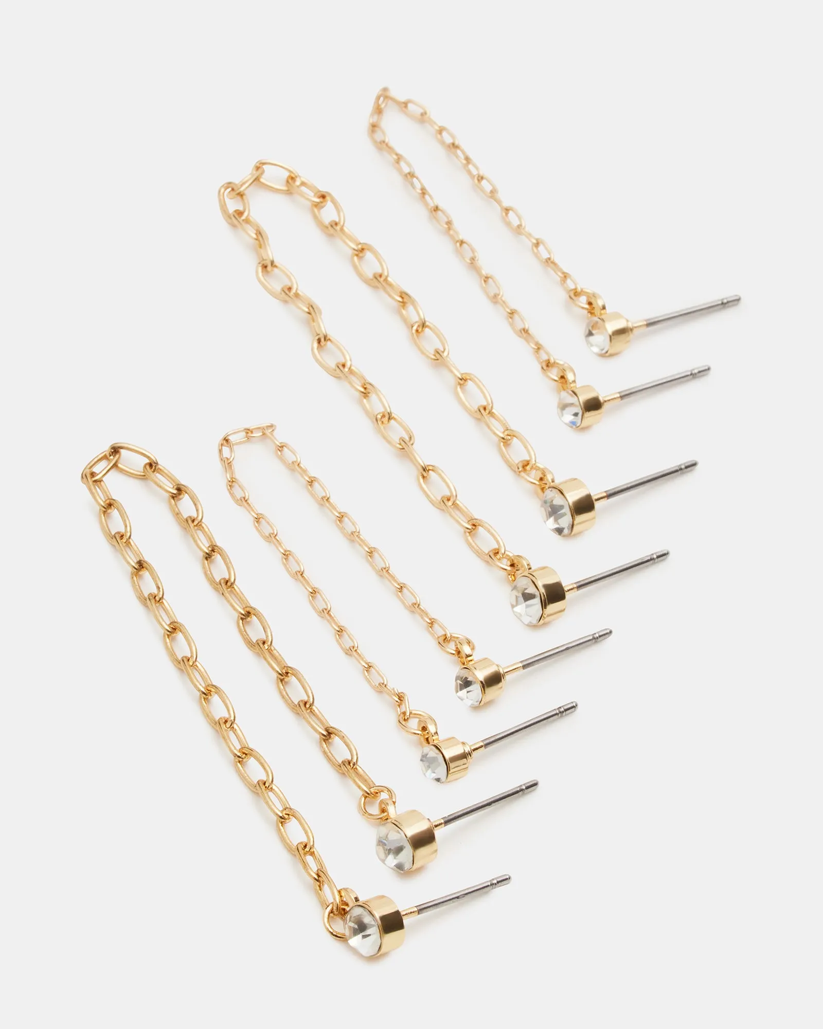 CRYSTAL CHAIN EARRINGS SET GOLD sold by Steve Madden product image thumbnail 2