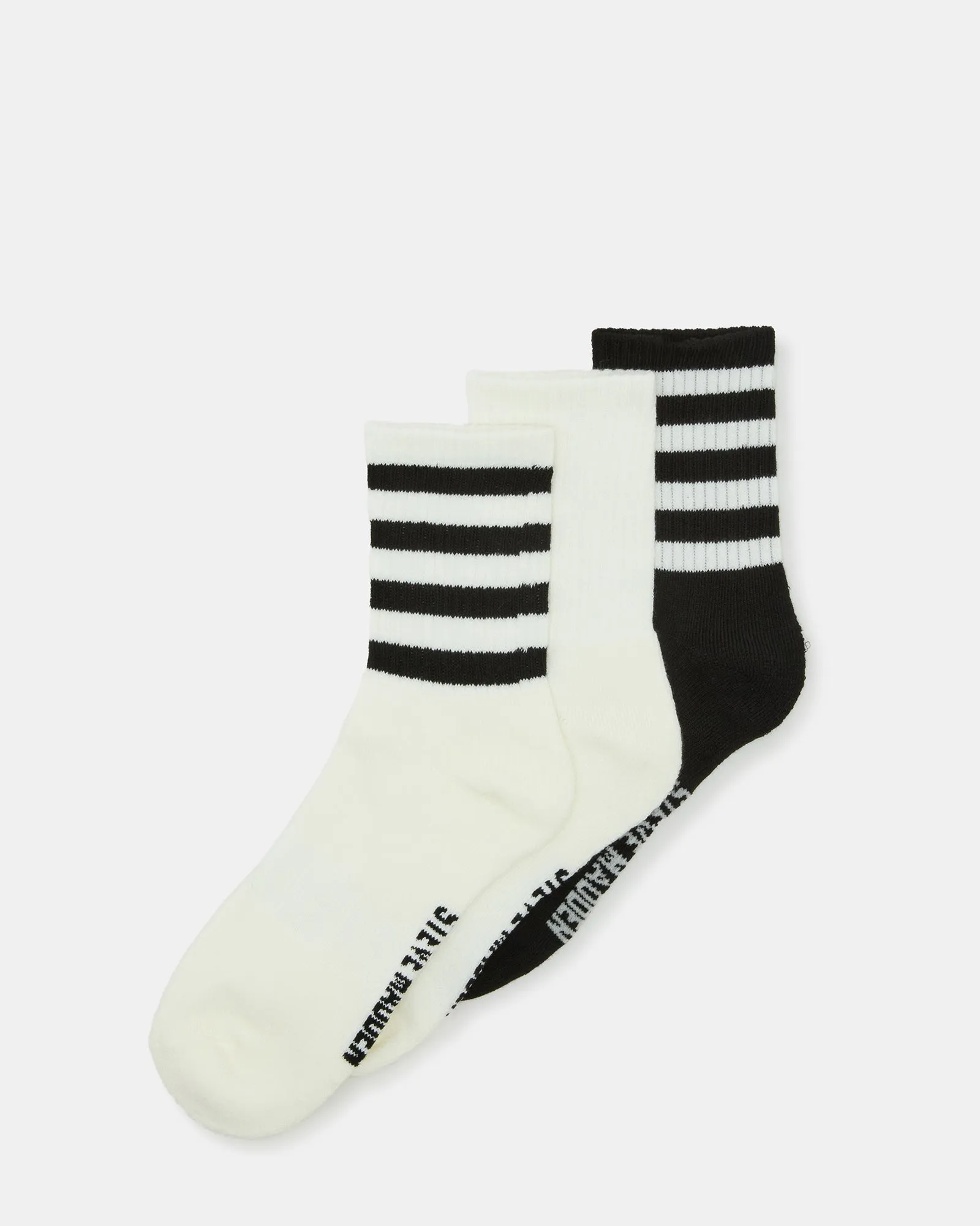 3 PACK STRIPED CREW SOCKS IVORY sold by Steve Madden
