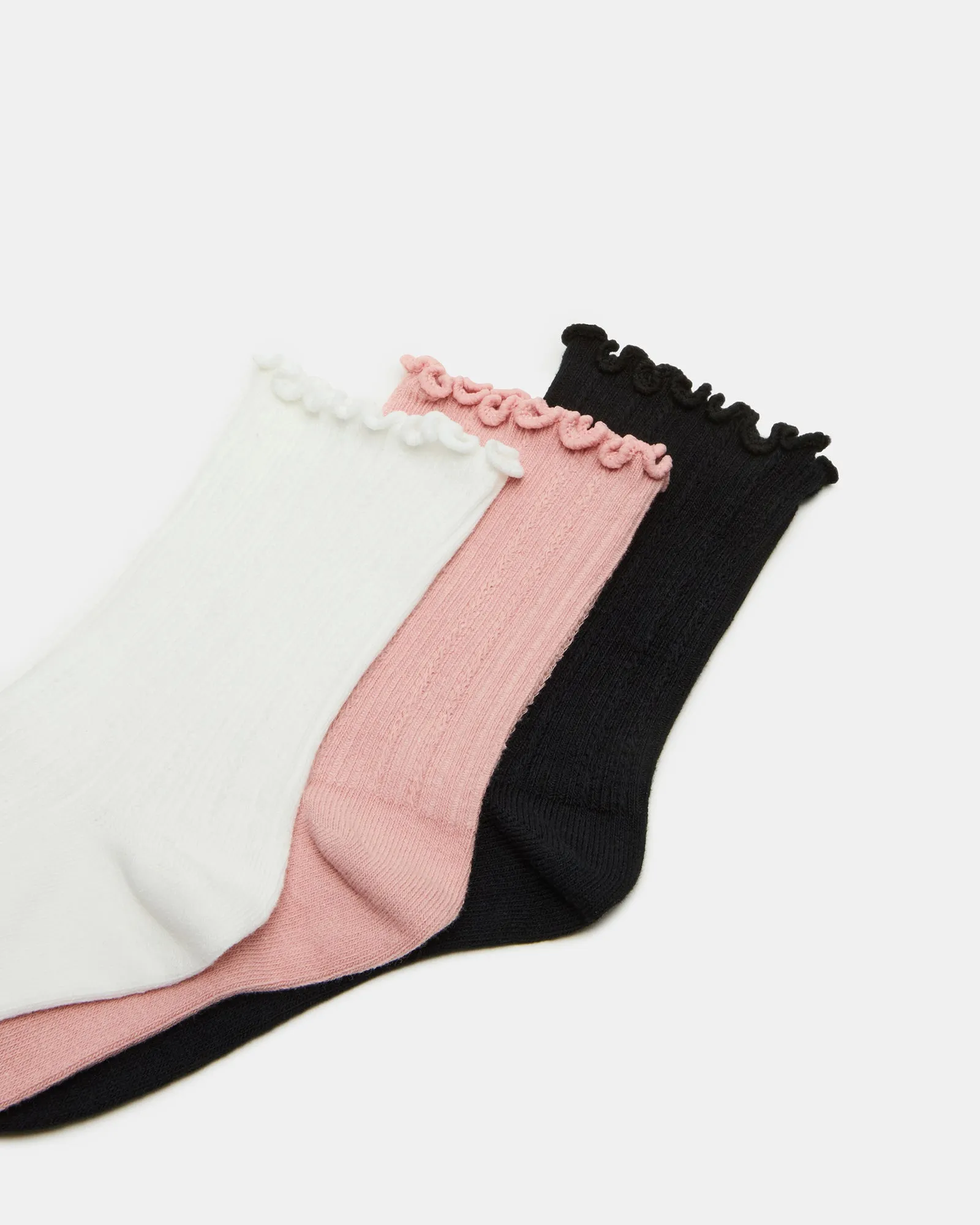 3 PACK LETTUCE EDGE RIBBED SOCKS MULTI sold by Steve Madden product image thumbnail 2