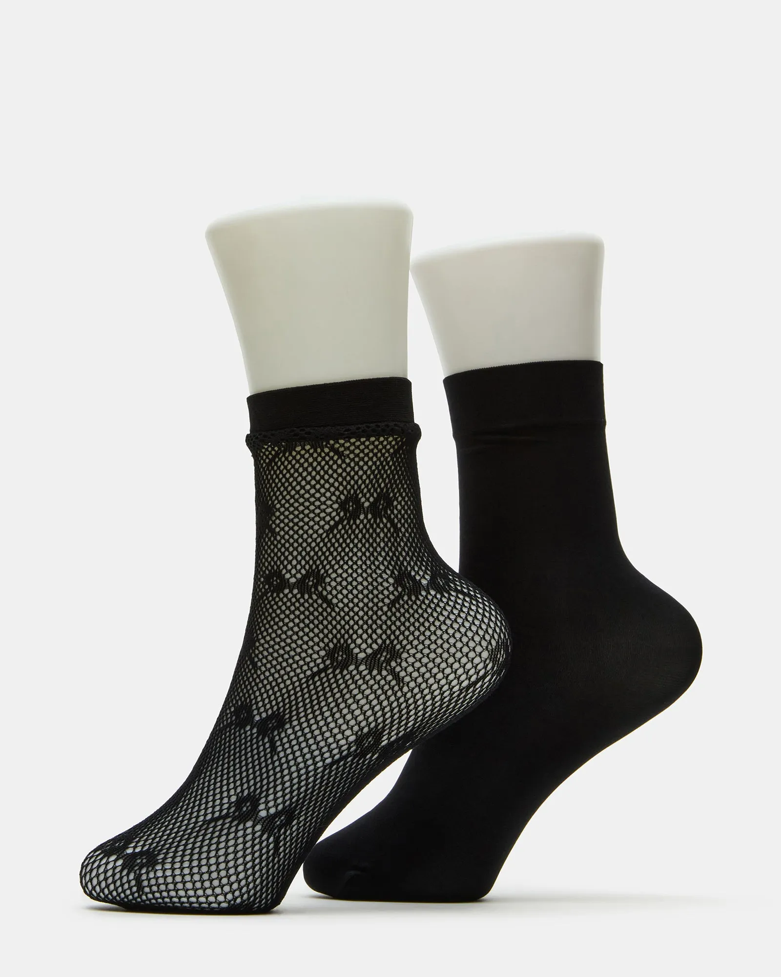 2 PACK BOW FISHNET ANKLET SOCKS BLACK sold by Steve Madden