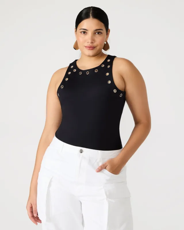 NICO GROMMET BODYSUIT BLACK sold by Steve Madden