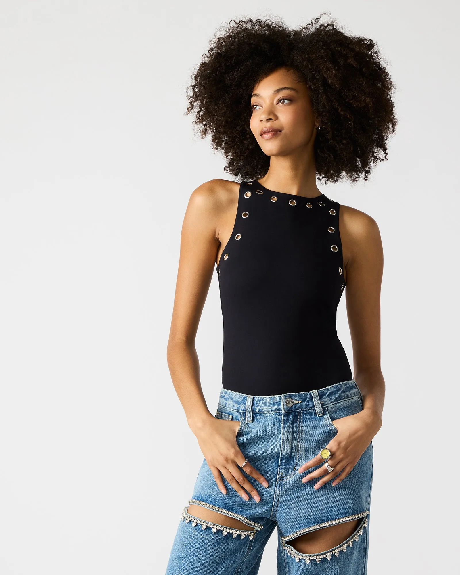 NICO GROMMET BODYSUIT BLACK sold by Steve Madden product image thumbnail 2