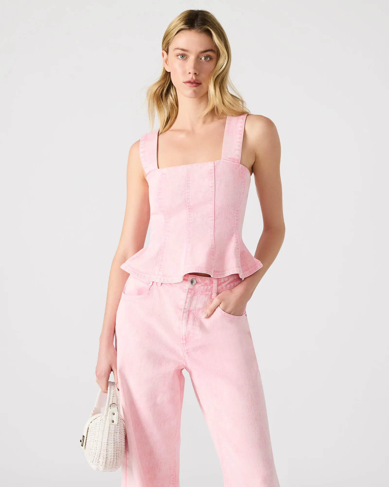 PENELOPI DENIM TOP PINK sold by Steve Madden