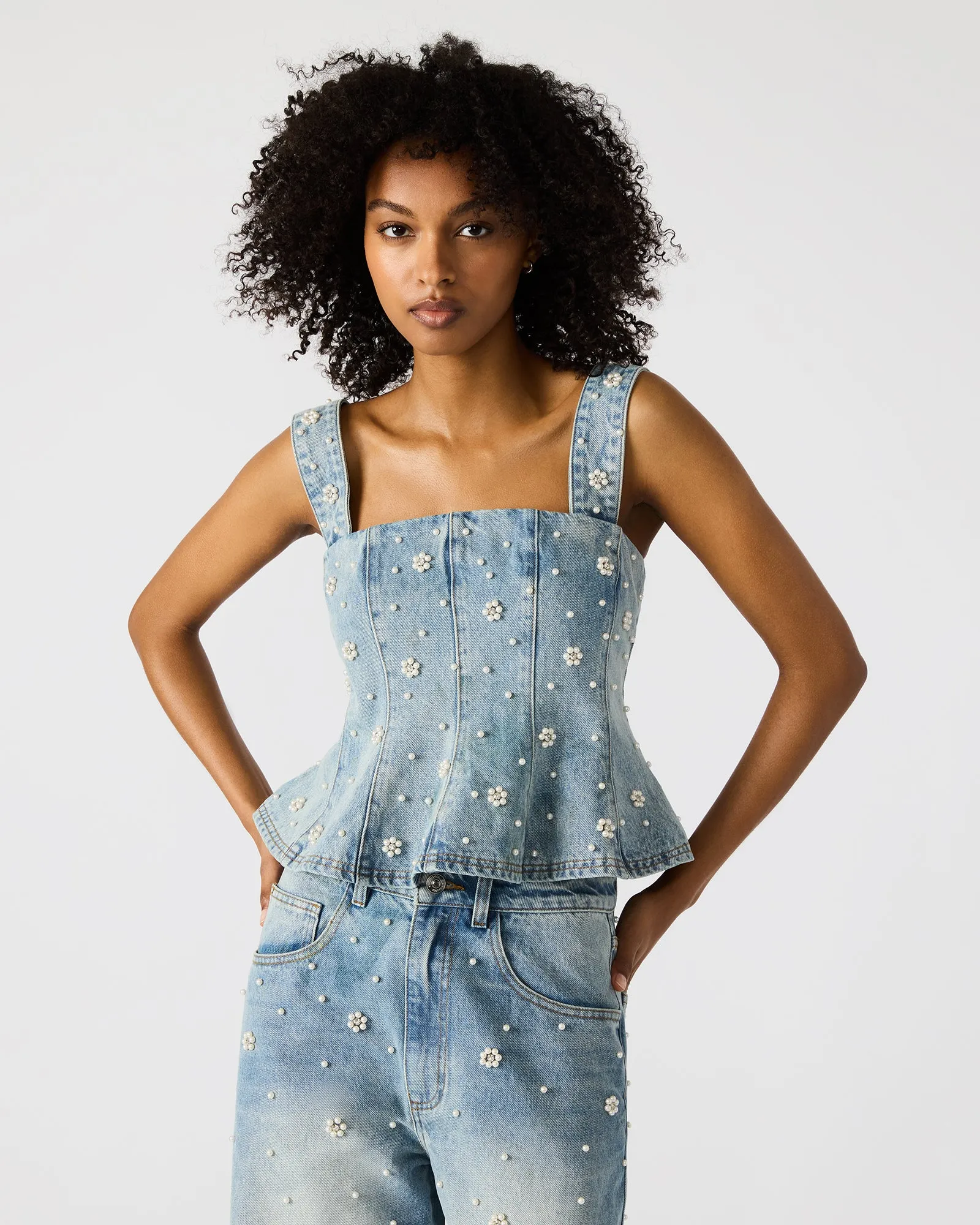 PENELOPI DENIM TOP sold by Steve Madden