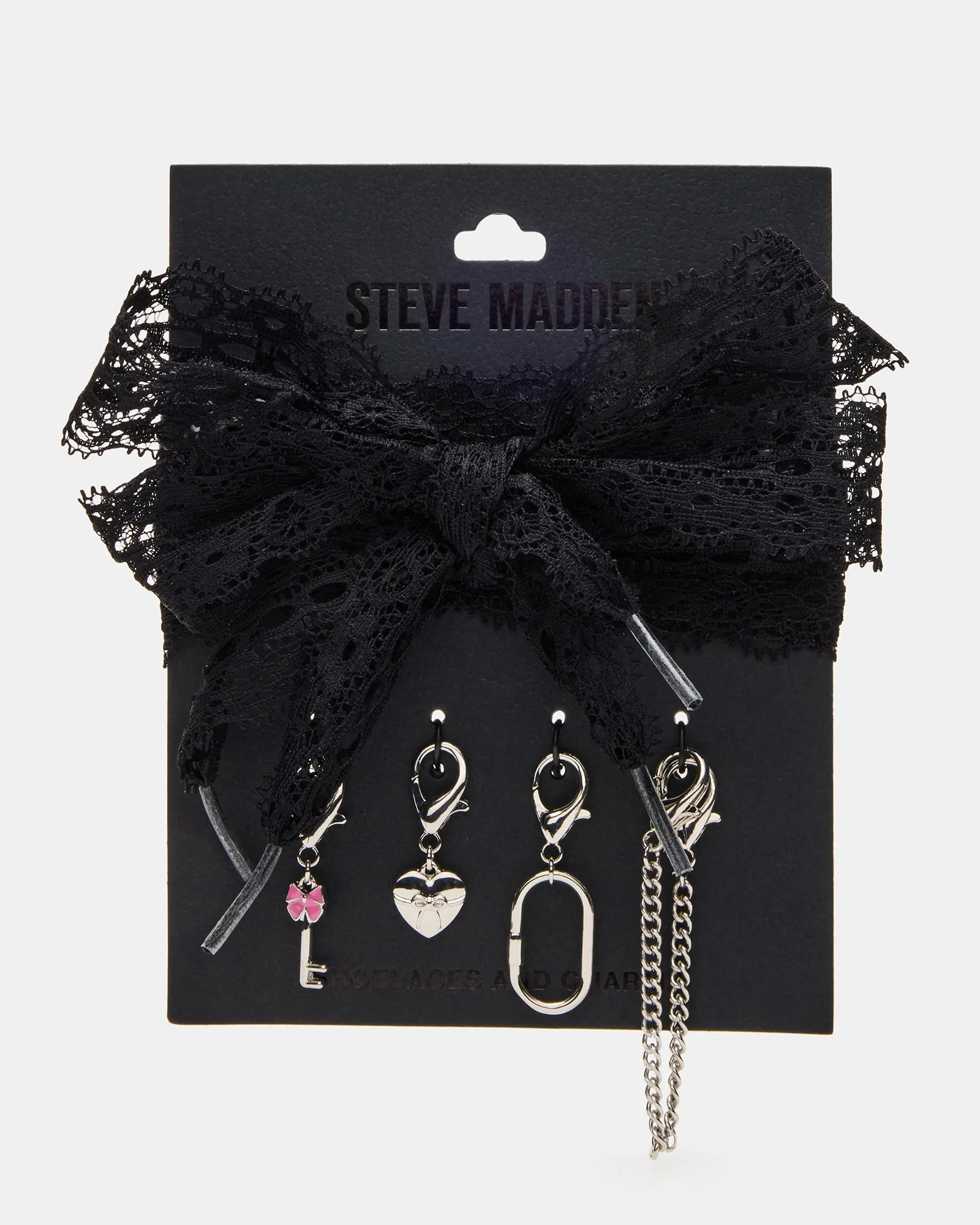 SHOE LACES AND CHARMS LACE BLACK sold by Steve Madden