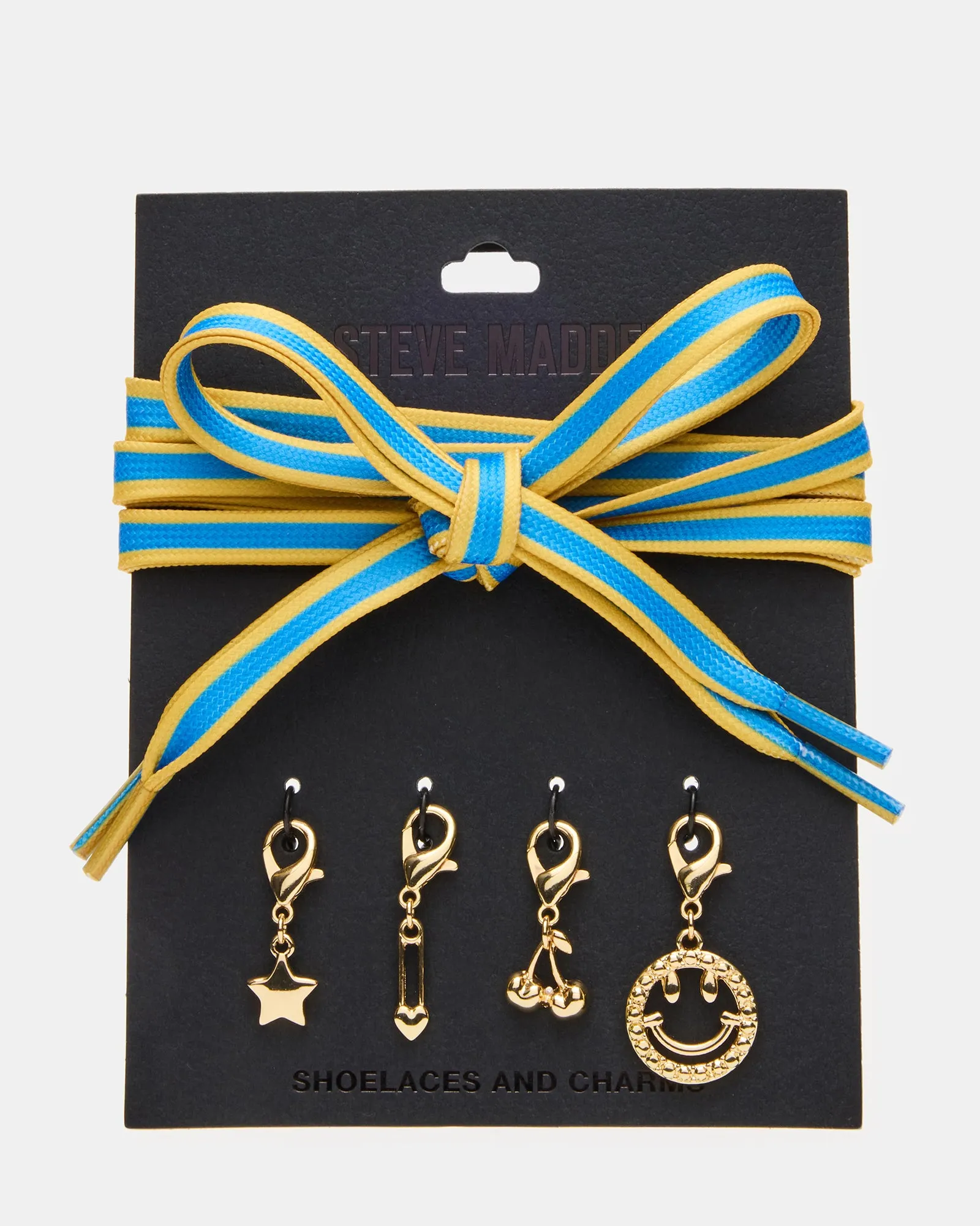 SHOE LACES AND CHARMS BLUE/YELLOW sold by Steve Madden