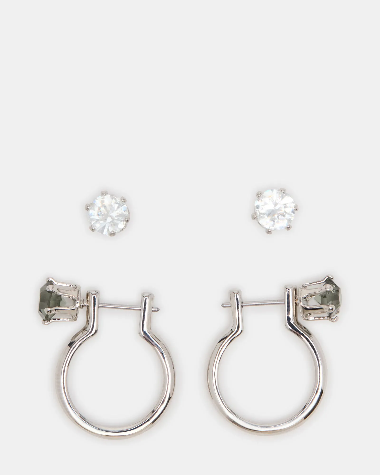 CRYSTAL EARRINGS SET BLACK/SILVER sold by Steve Madden