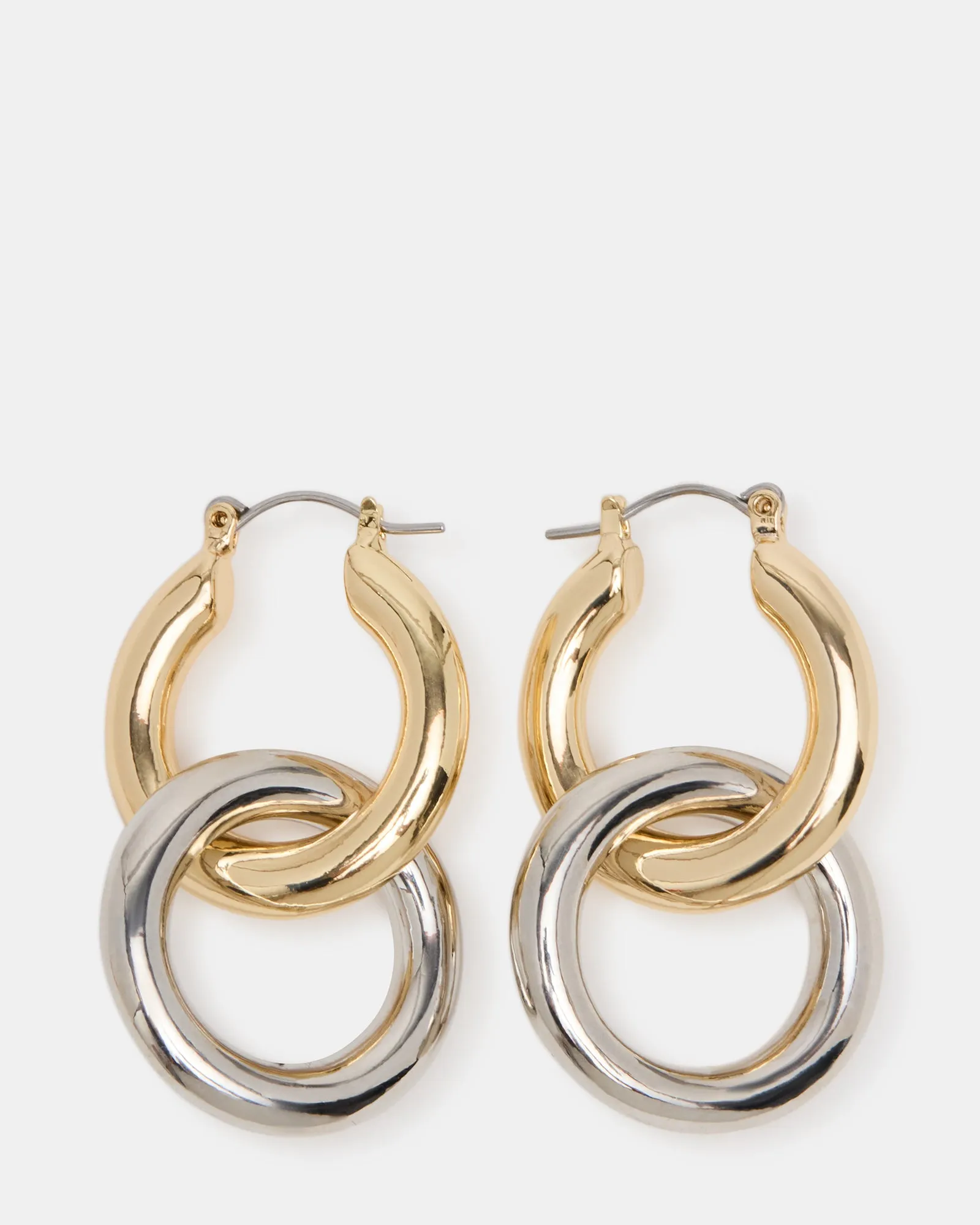 TWO-TONE HOOP EARRINGS SILVER MULTI sold by Steve Madden