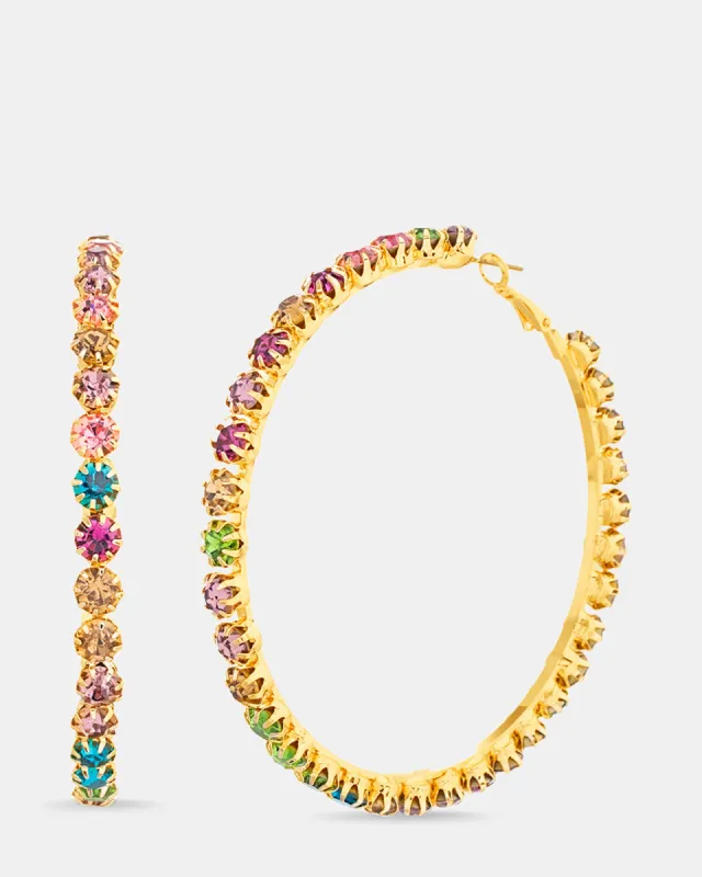 RHINESTONE HOOPS RAINBOW MULTI sold by Steve Madden