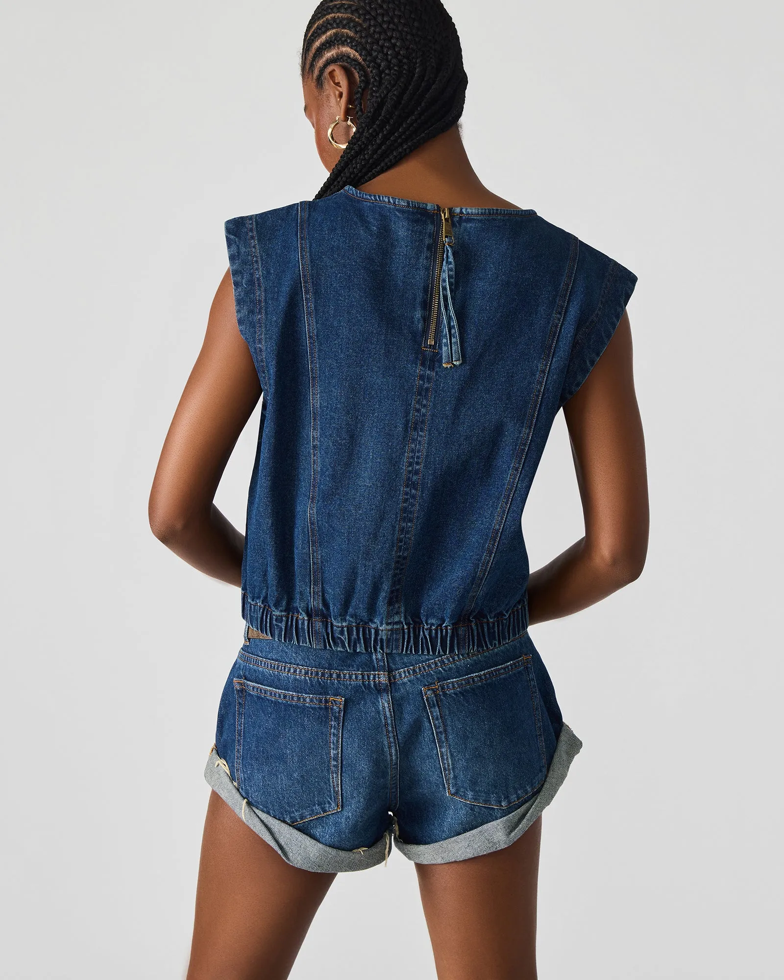 LEILA DENIM TOP DARK BLUE sold by Steve Madden product image thumbnail 3