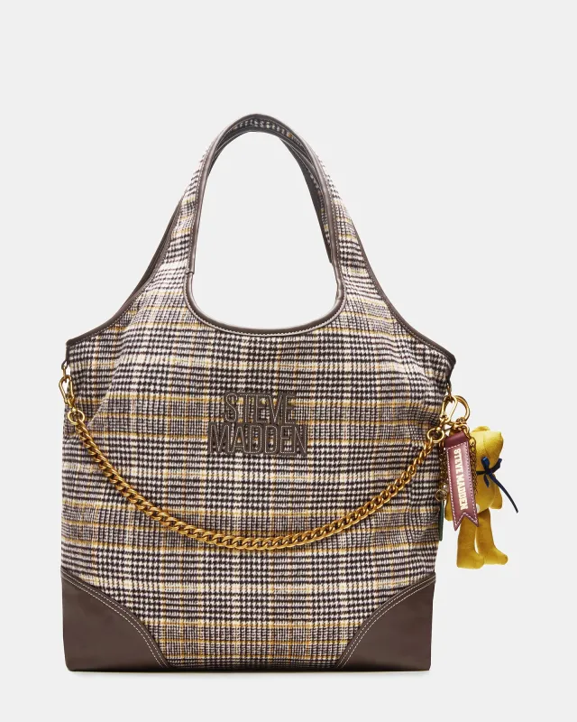 GRUNGY BAG PLAID BROWN MULTI sold by Steve Madden