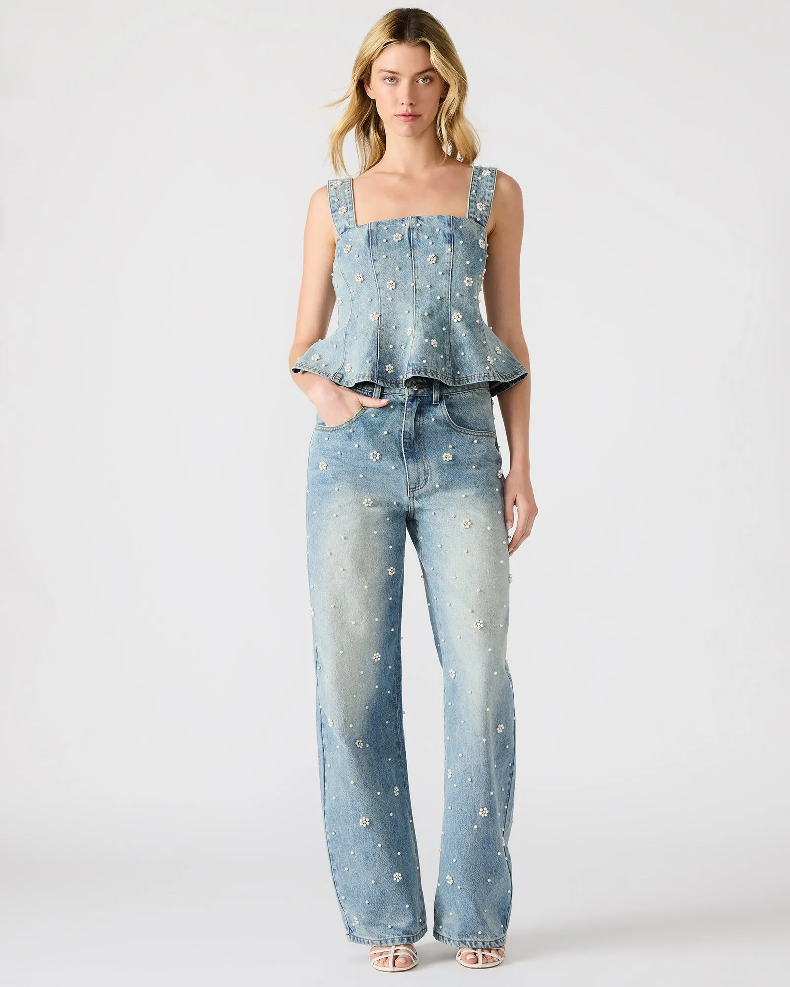 PENELOPI DENIM TOP AND PERLEI JEAN BUNDLE sold by Steve Madden product image thumbnail 4