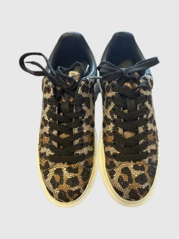 Leopard Print Crystal Embellished Sneakers - SM REBOOTED sold by Steve Madden