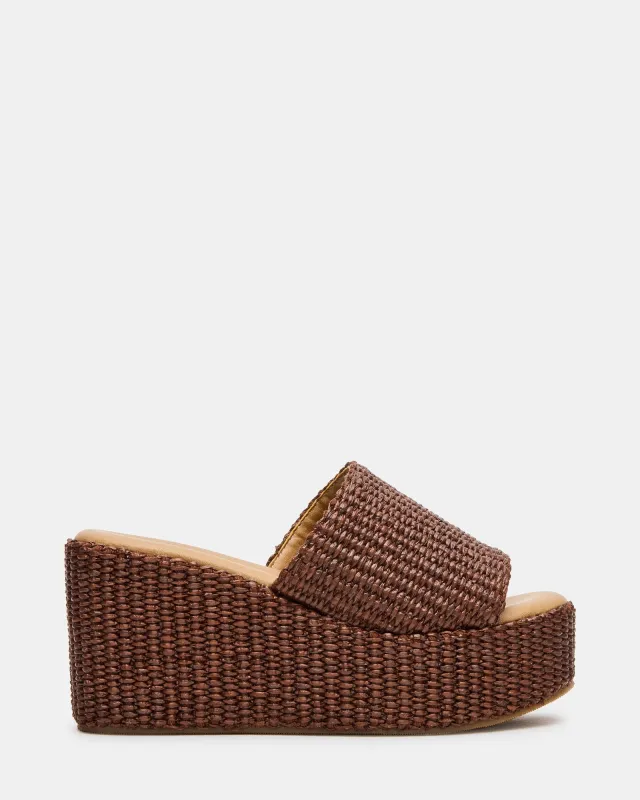 JETTY BROWN RAFFIA sold by Steve Madden