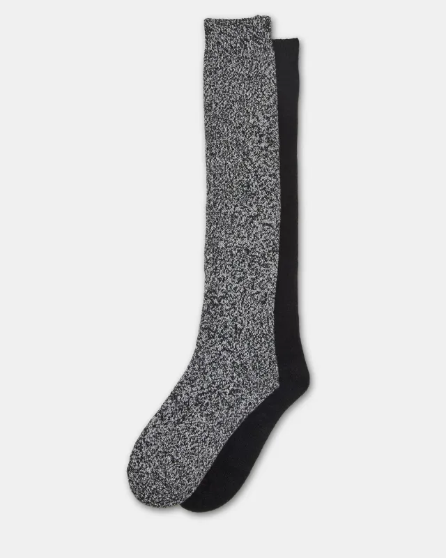FALL 2 PACK MARLED KNEE HIGH SOCKS BLACK sold by Steve Madden
