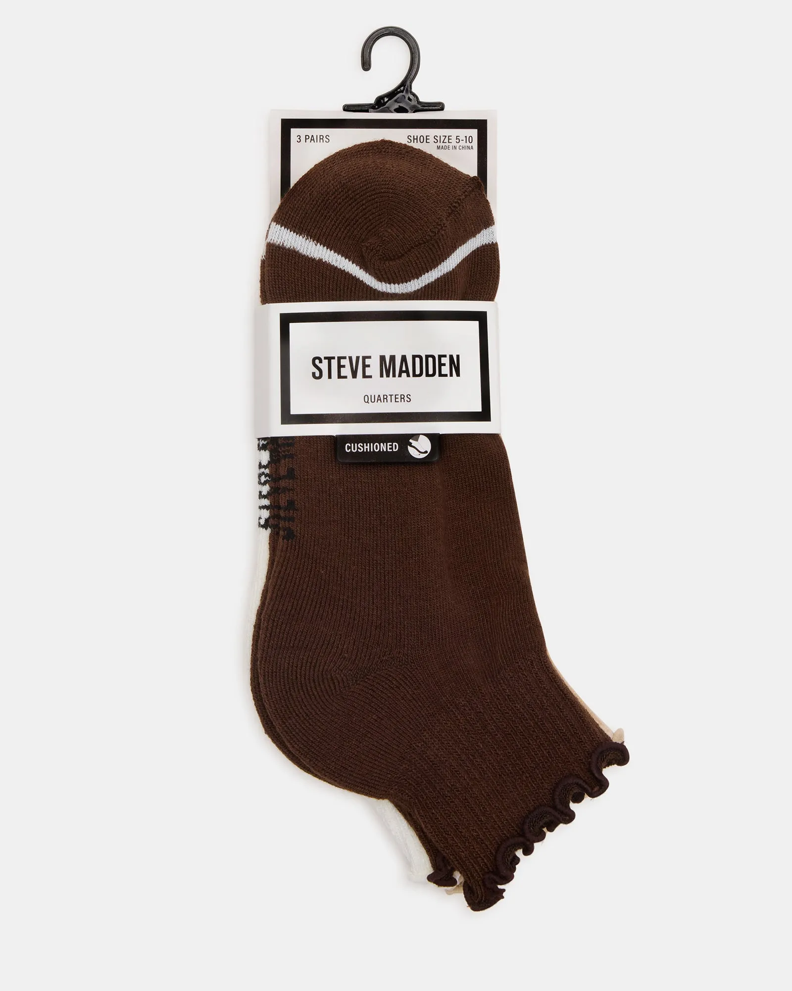 CHEER 3 PACK LETTUCE EDGE SOCKS BROWN sold by Steve Madden product image thumbnail 3