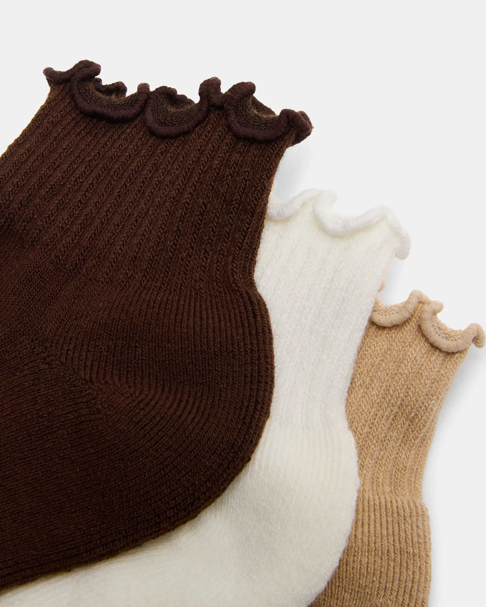 CHEER 3 PACK LETTUCE EDGE SOCKS BROWN sold by Steve Madden product image thumbnail 2
