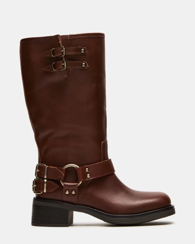 ASTOR BROWN LEATHER WIDE CALF sold by Steve Madden