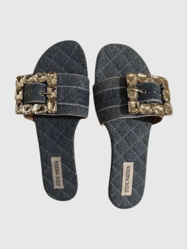 Marika Quilted Denim Slide - SM REBOOTED made by Steve Madden