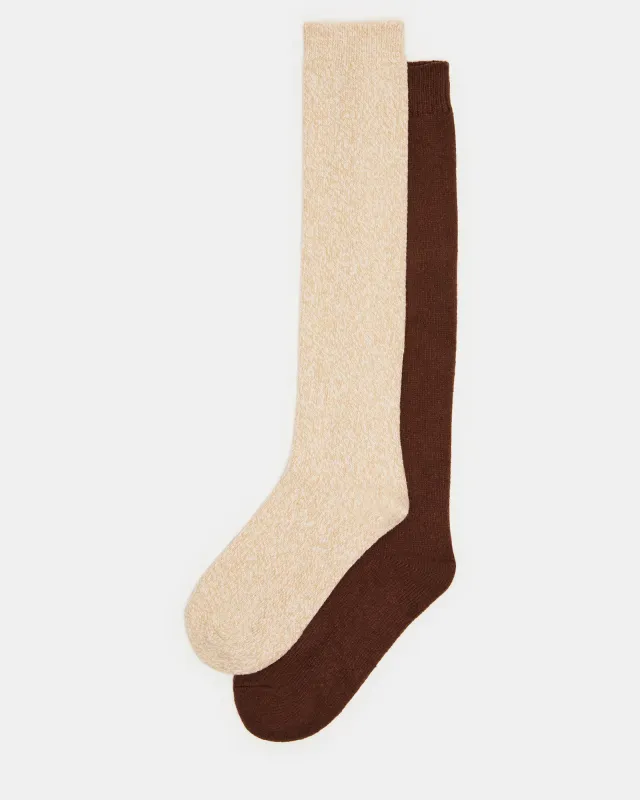 FALL 2 PACK MARLED KNEE HIGH SOCKS TAN sold by Steve Madden