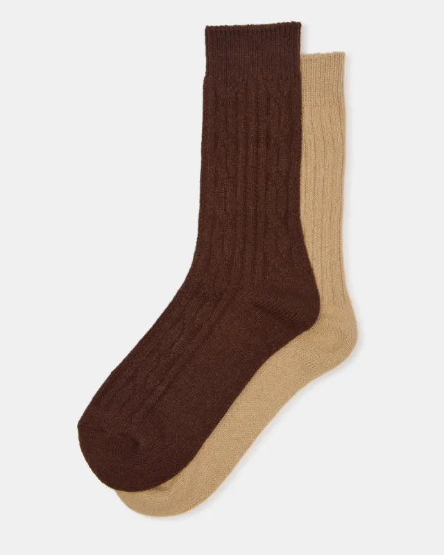 2 PACK CABLE TEXTURE BOOT SOCKS BROWN sold by Steve Madden