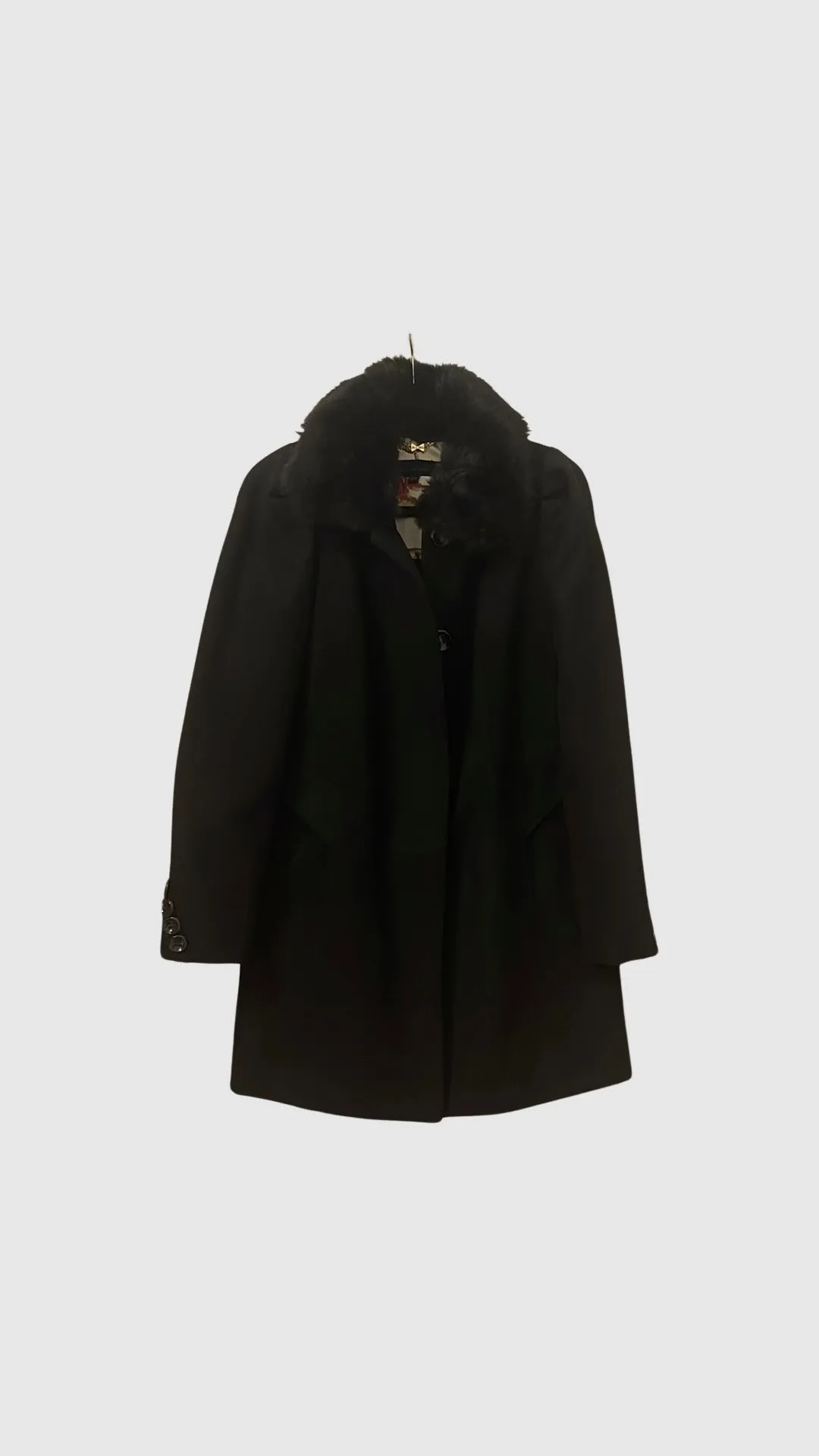 BLACK COAT WITH REMOVABLE FAUX FUR COLLAR - SM REBOOTED sold by Steve Madden
