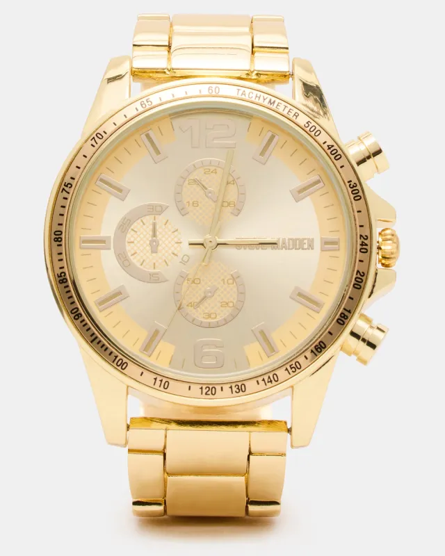 MEN'S STAINLESS STEEL WATCH GOLD sold by Steve Madden