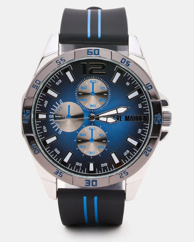 MEN'S ALLOY WATCH BLACK/BLUE sold by Steve Madden