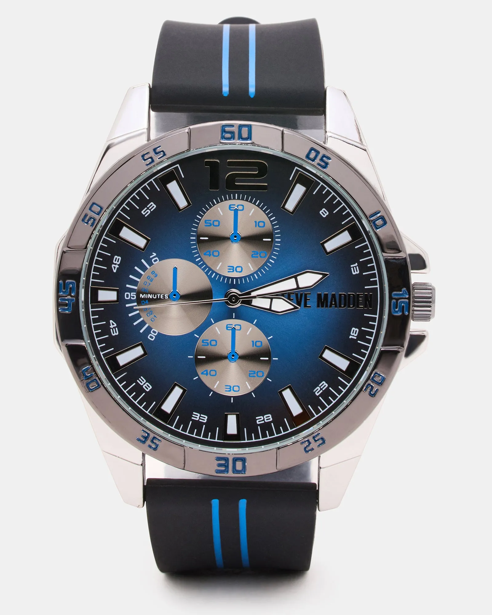 MEN'S ALLOY WATCH BLACK/BLUE sold by Steve Madden