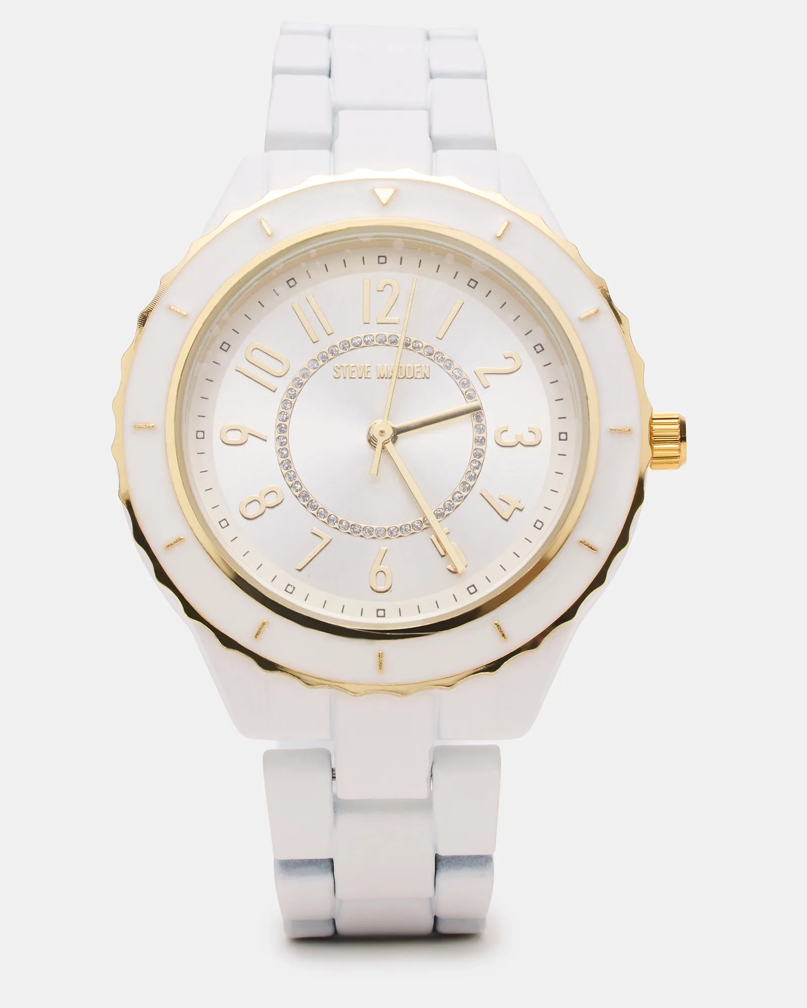 WOMEN'S STAINLESS STEEL WATCH WHITE sold by Steve Madden