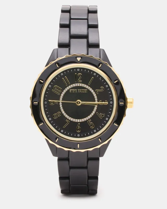 WOMEN'S STAINLESS STEEL WATCH BLACK sold by Steve Madden