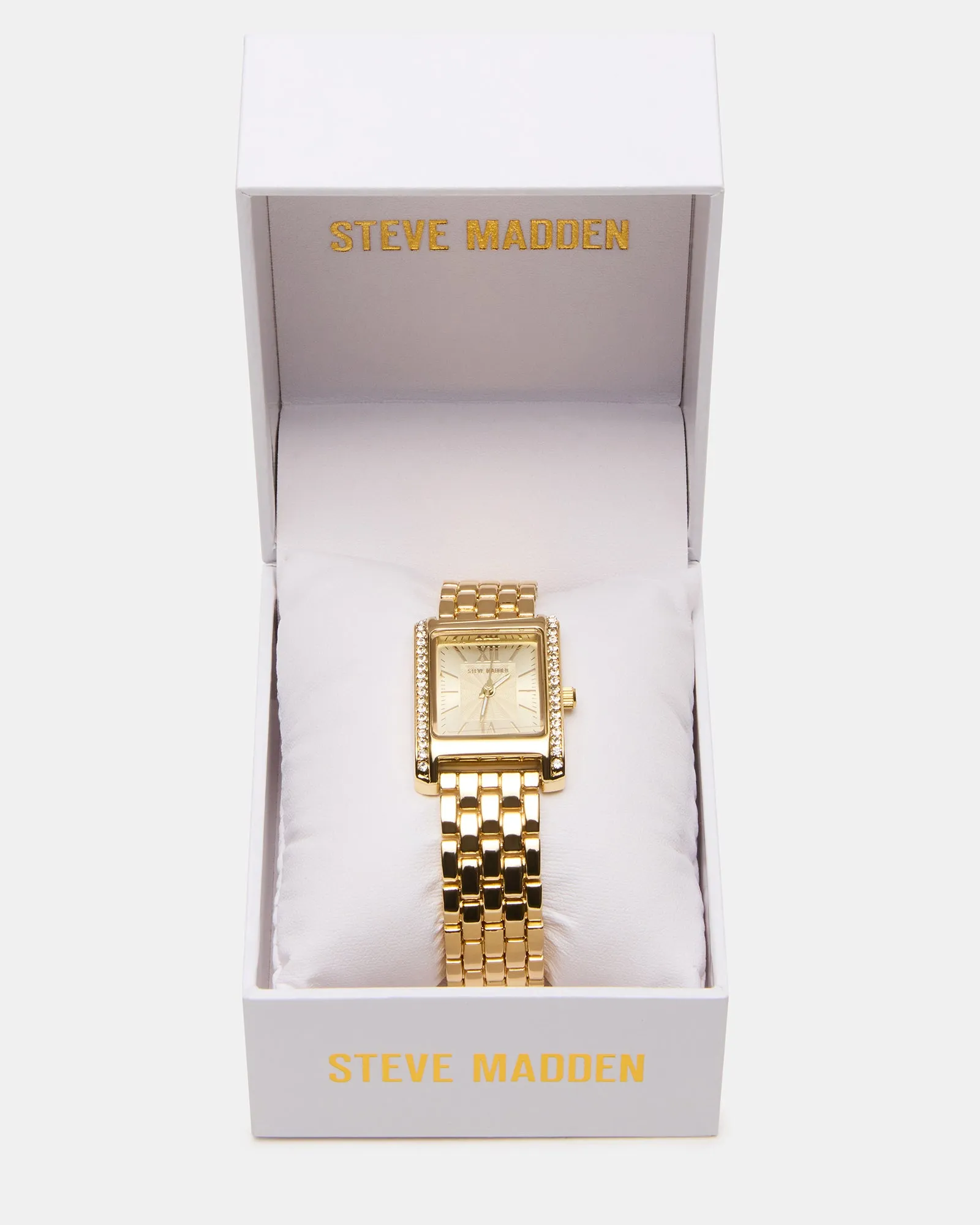 WOMEN'S SQUARE STAINLESS STEEL WATCH GOLD sold by Steve Madden product image thumbnail 3