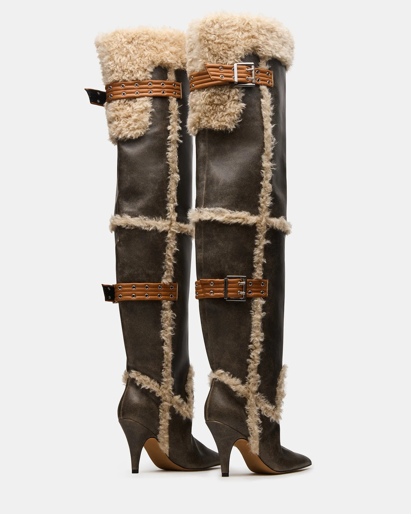 BADDIE FAUX FUR BROWN DISTRESSED sold by Steve Madden product image thumbnail 5