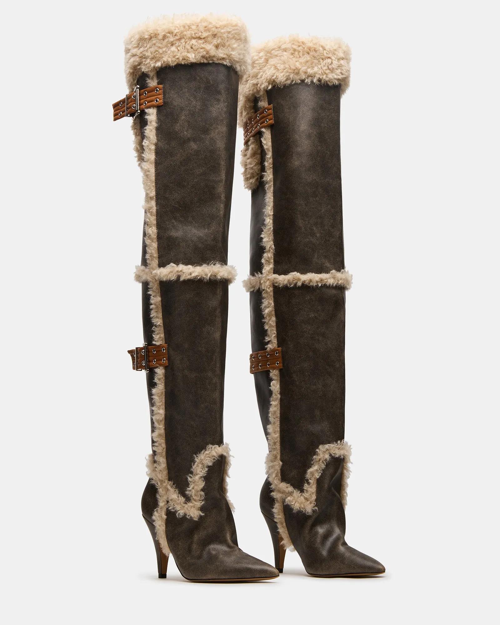 BADDIE FAUX FUR BROWN DISTRESSED sold by Steve Madden product image thumbnail 2