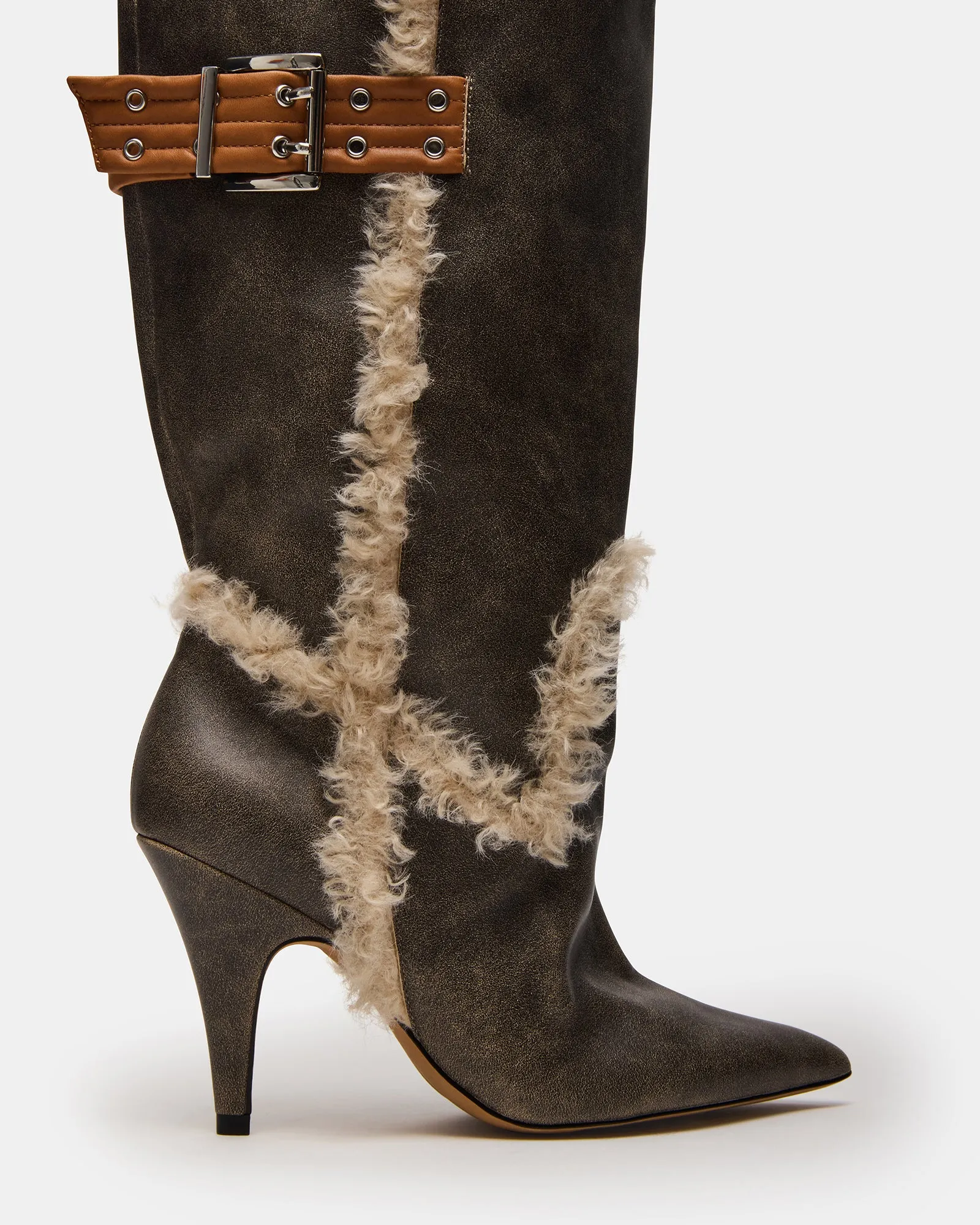 BADDIE FAUX FUR BROWN DISTRESSED sold by Steve Madden product image thumbnail 3