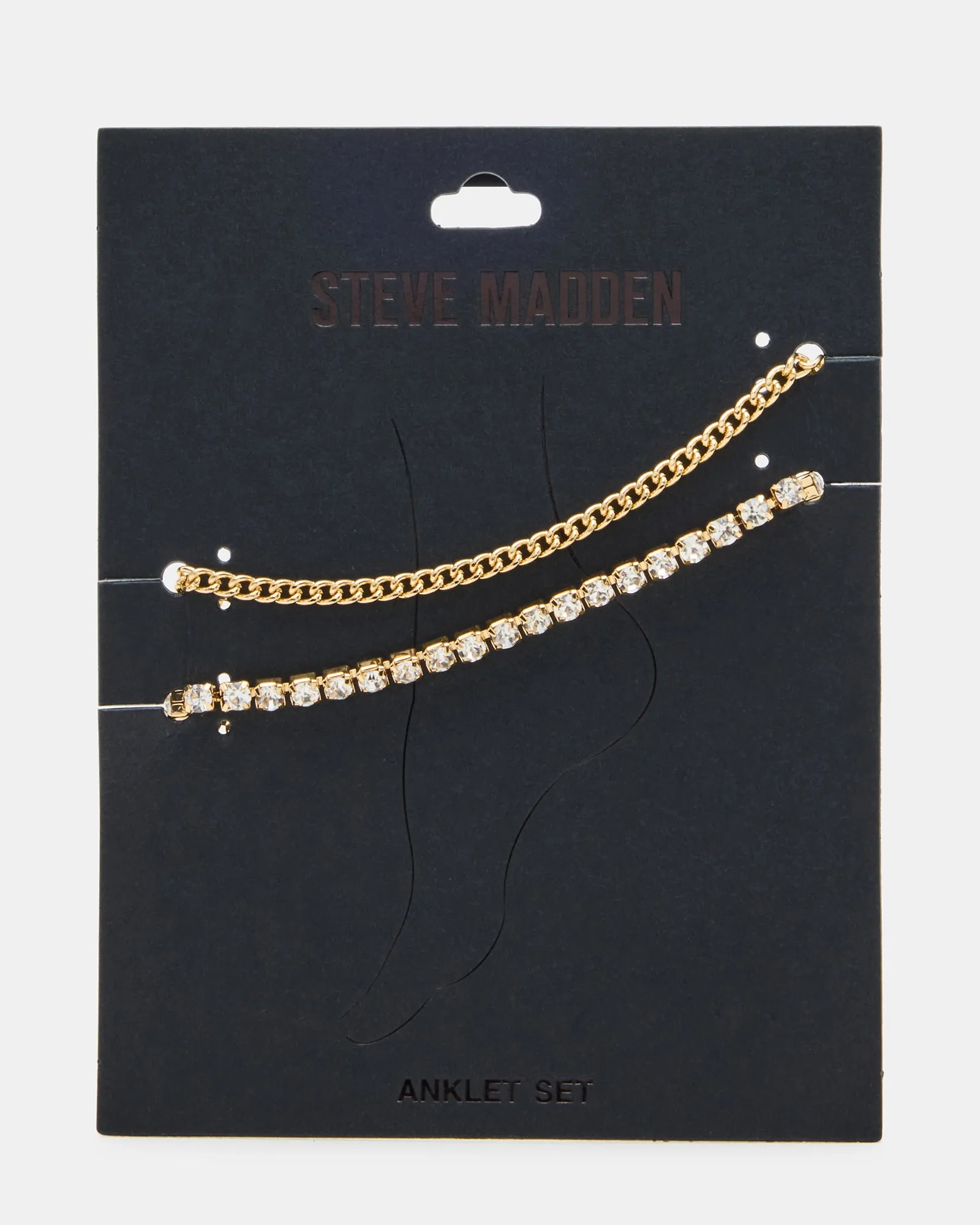 2-PIECE RHINESTONE CHAIN ANKLET SET sold by Steve Madden
