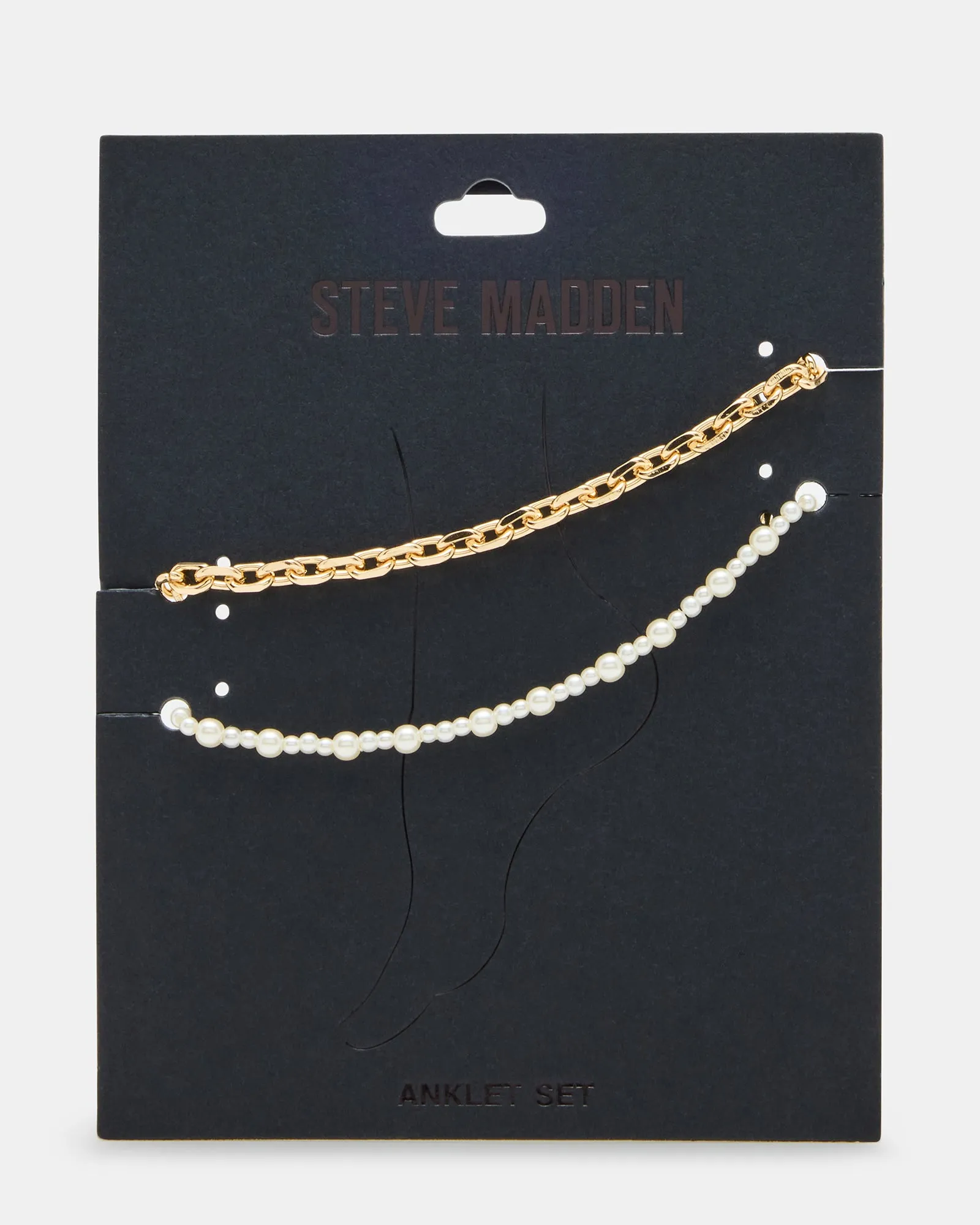 2-PIECE PEARL CHAIN ANKLET SET sold by Steve Madden
