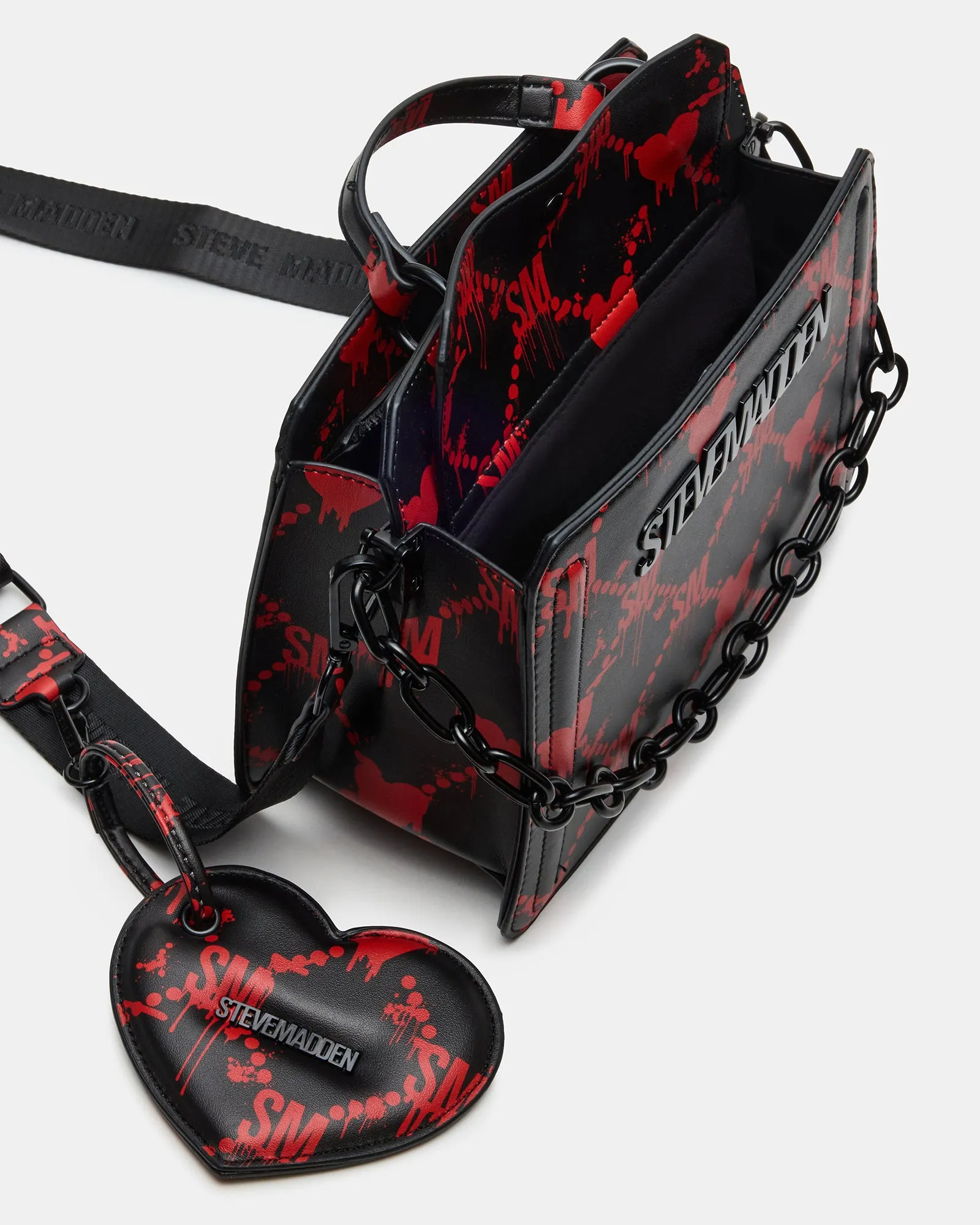 EVELYN BAG DRIPPY HEARTS BLACK/RED sold by Steve Madden product image thumbnail 4
