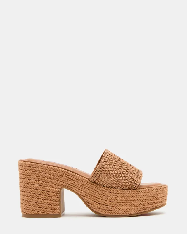 TRIPPY COGNAC RAFFIA sold by Steve Madden